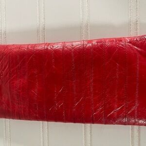 Vintage Eel Skin Sunglass Corner Kiss Lock Red Velvet Lined